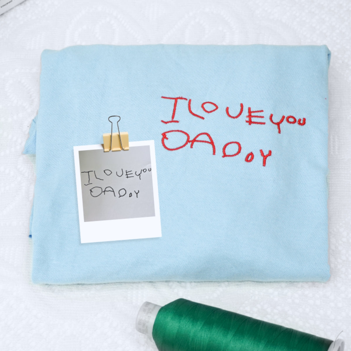 I Love You Daddy Custom Embroidered Hoodie - Child Handwriting - Personalized Father's Day Gift