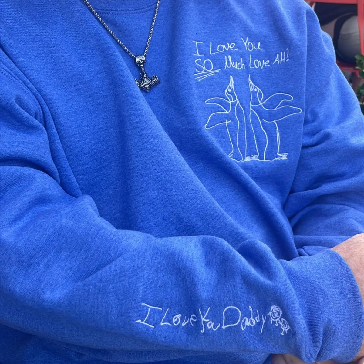 I Love You Daddy Custom Embroidered Hoodie - Child Handwriting - Personalized Father's Day Gift