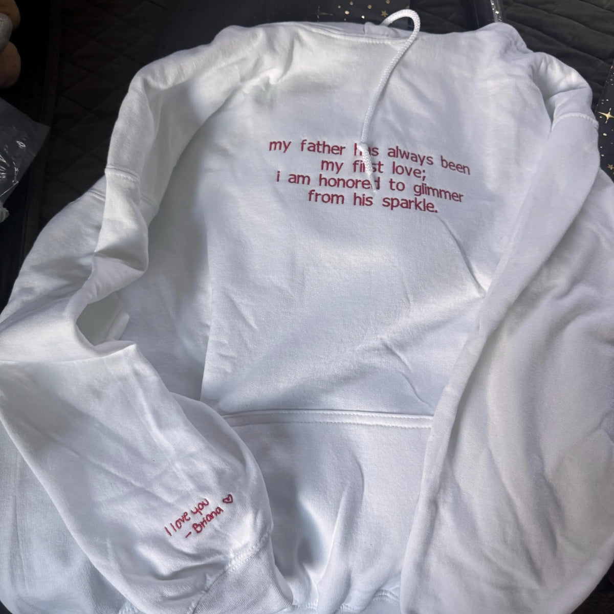 I Love You Daddy Custom Embroidered Hoodie - Child Handwriting - Personalized Father's Day Gift