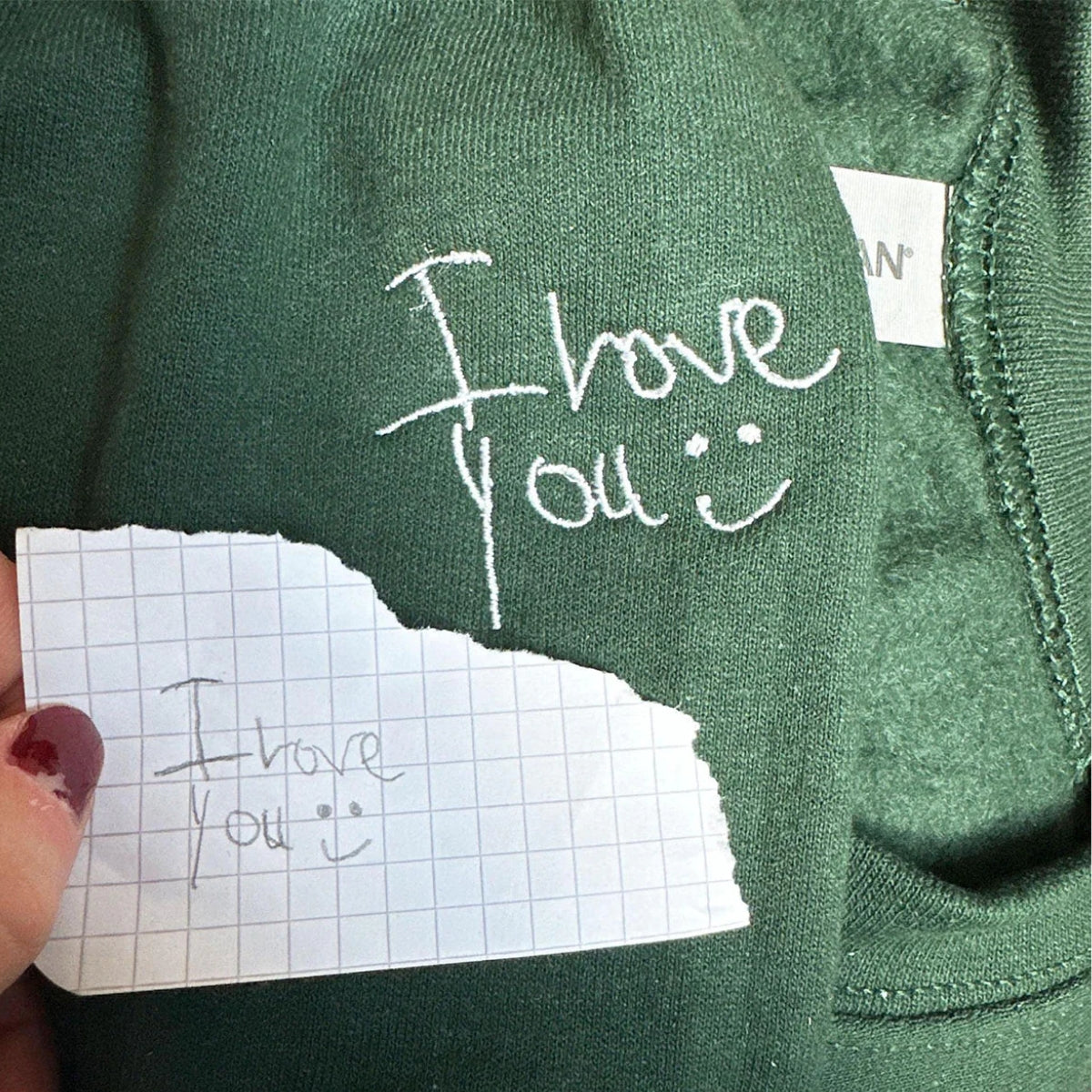 I Love You Daddy Custom Embroidered Hoodie - Child Handwriting - Personalized Father's Day Gift