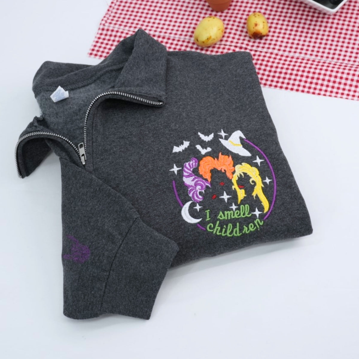 I Smell Children Custom Embroidered Quarter-Zip - Halloween Spooky Sweatshirt - Funny Gift