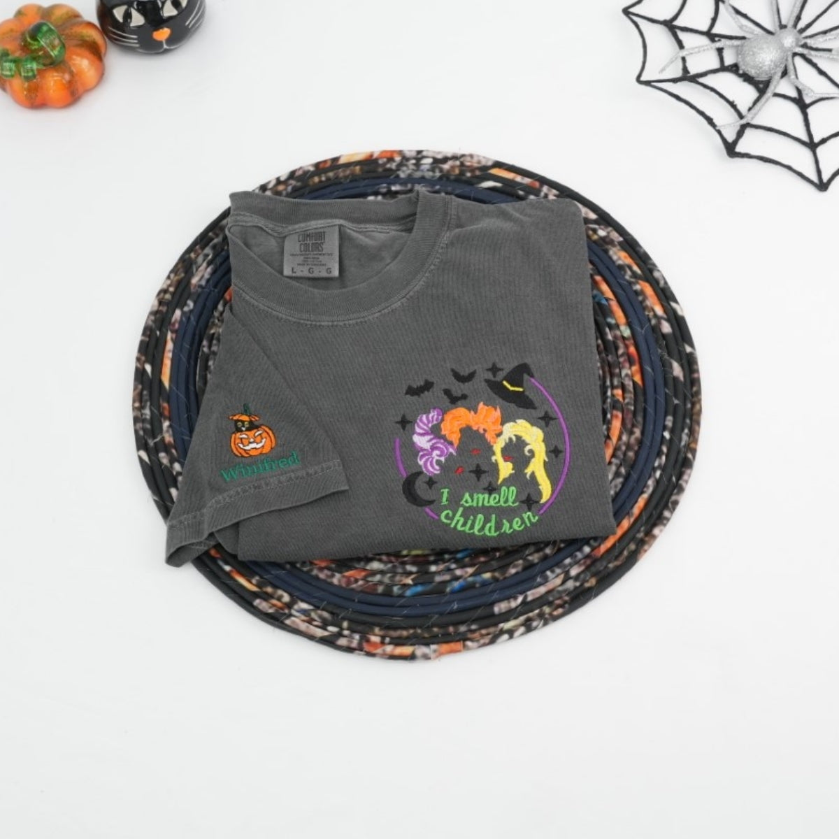 I Smell Children Witch Custom Embroidered T-Shirt - Personalized Halloween Teacher Gift