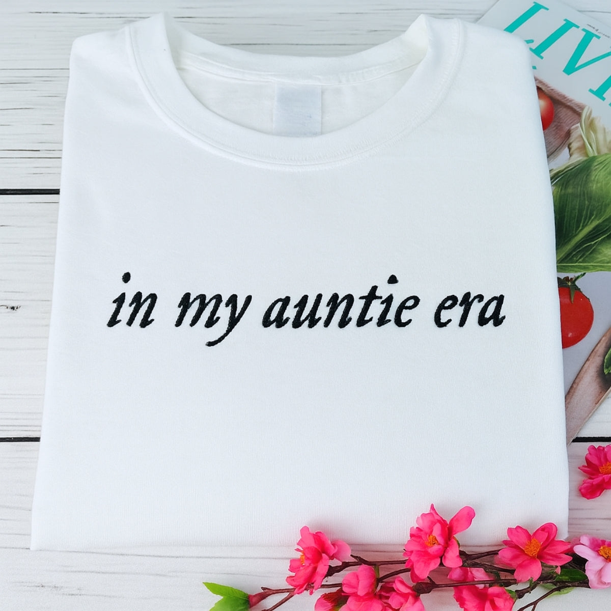 In My Auntie Era Custom Embroidered Hoodie - Personalized Aunt Lifestyle Sweatshirt - New Aunt Gift
