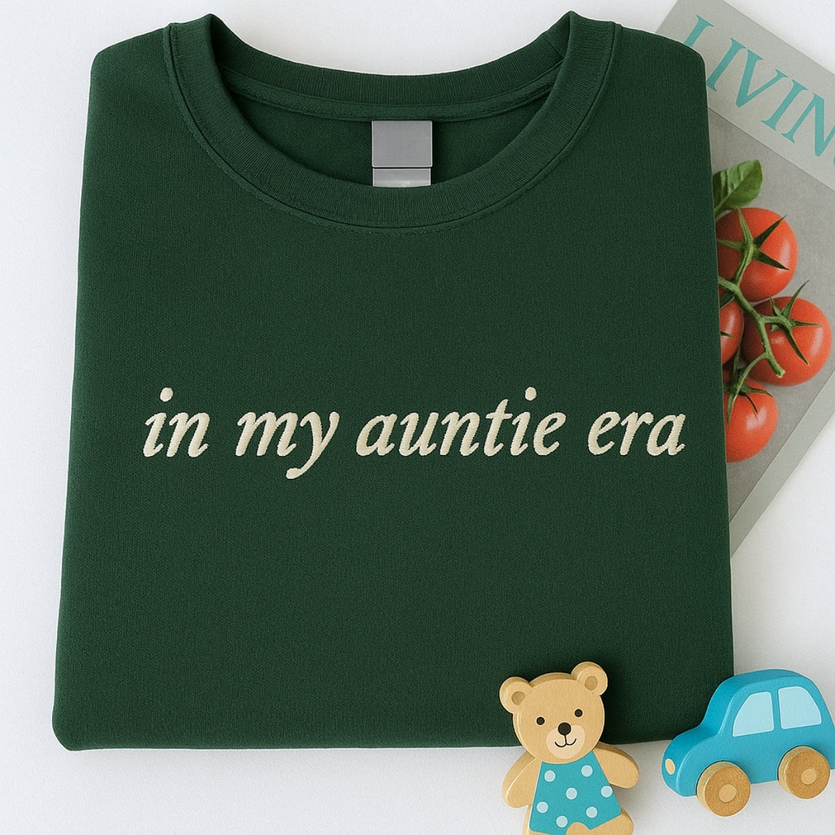 In My Auntie Era Custom Embroidered Hoodie - Personalized Aunt Lifestyle Sweatshirt - New Aunt Gift