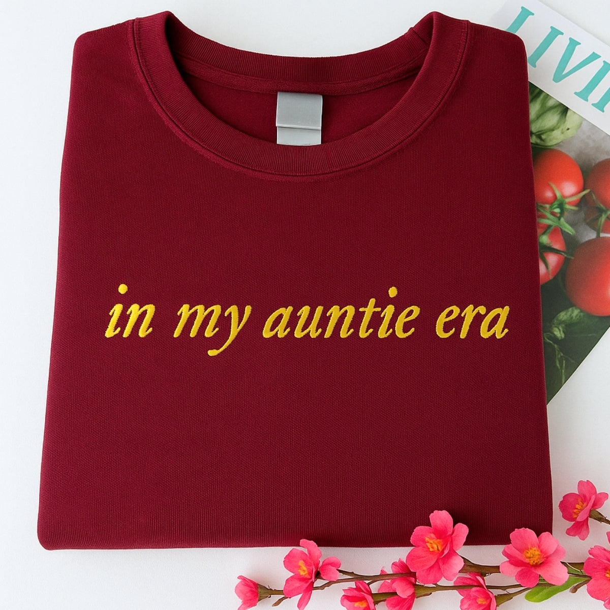 In My Auntie Era Custom Embroidered Hoodie - Personalized Aunt Lifestyle Sweatshirt - New Aunt Gift