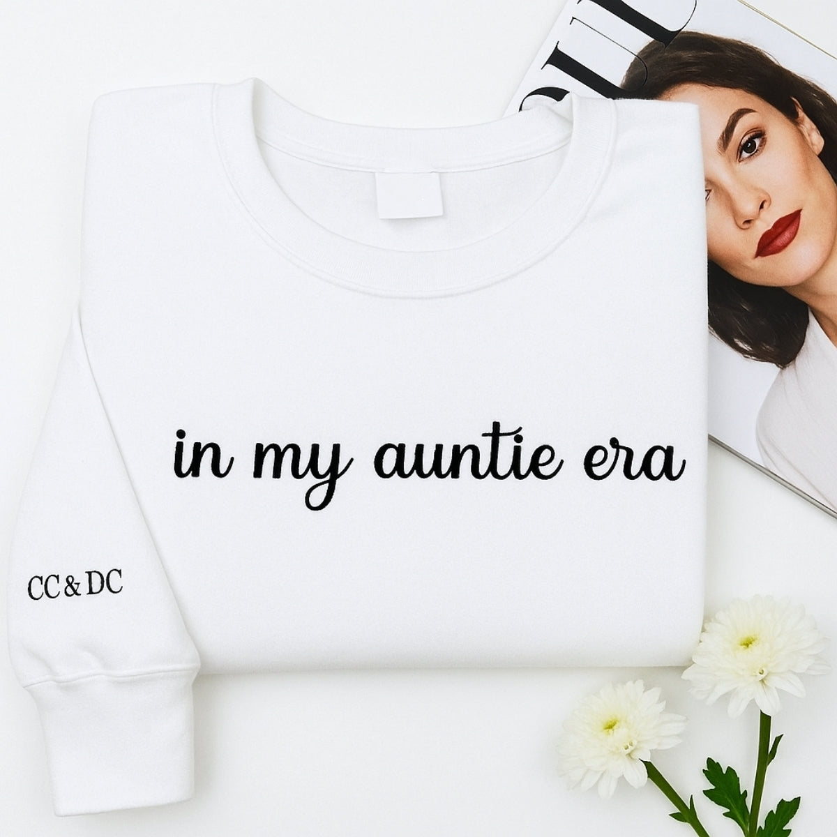 In My Auntie Era Custom Embroidered Hoodie - Personalized Initials Sweatshirt - Aunt Gift