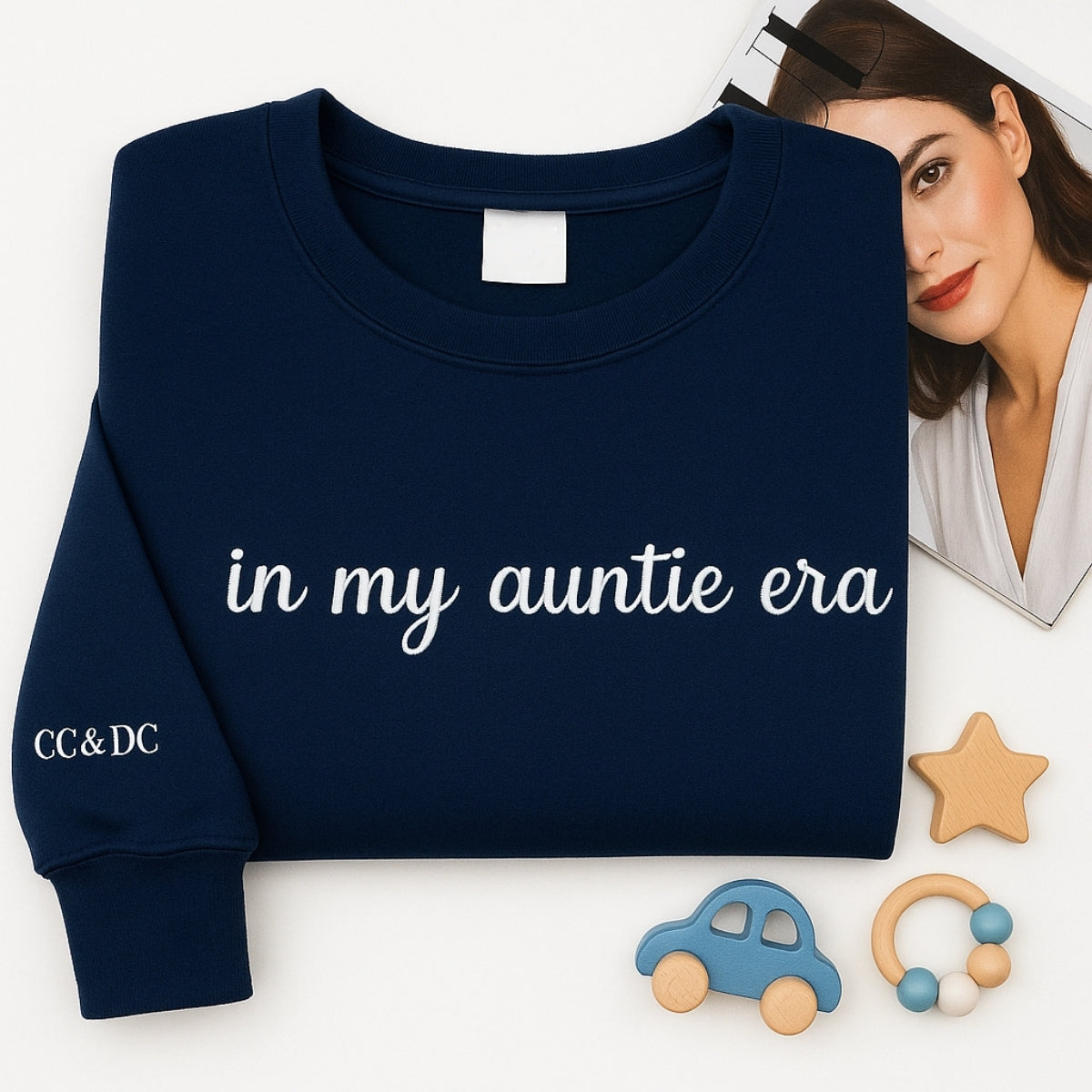 In My Auntie Era Custom Embroidered Hoodie - Personalized Initials Sweatshirt - Aunt Gift