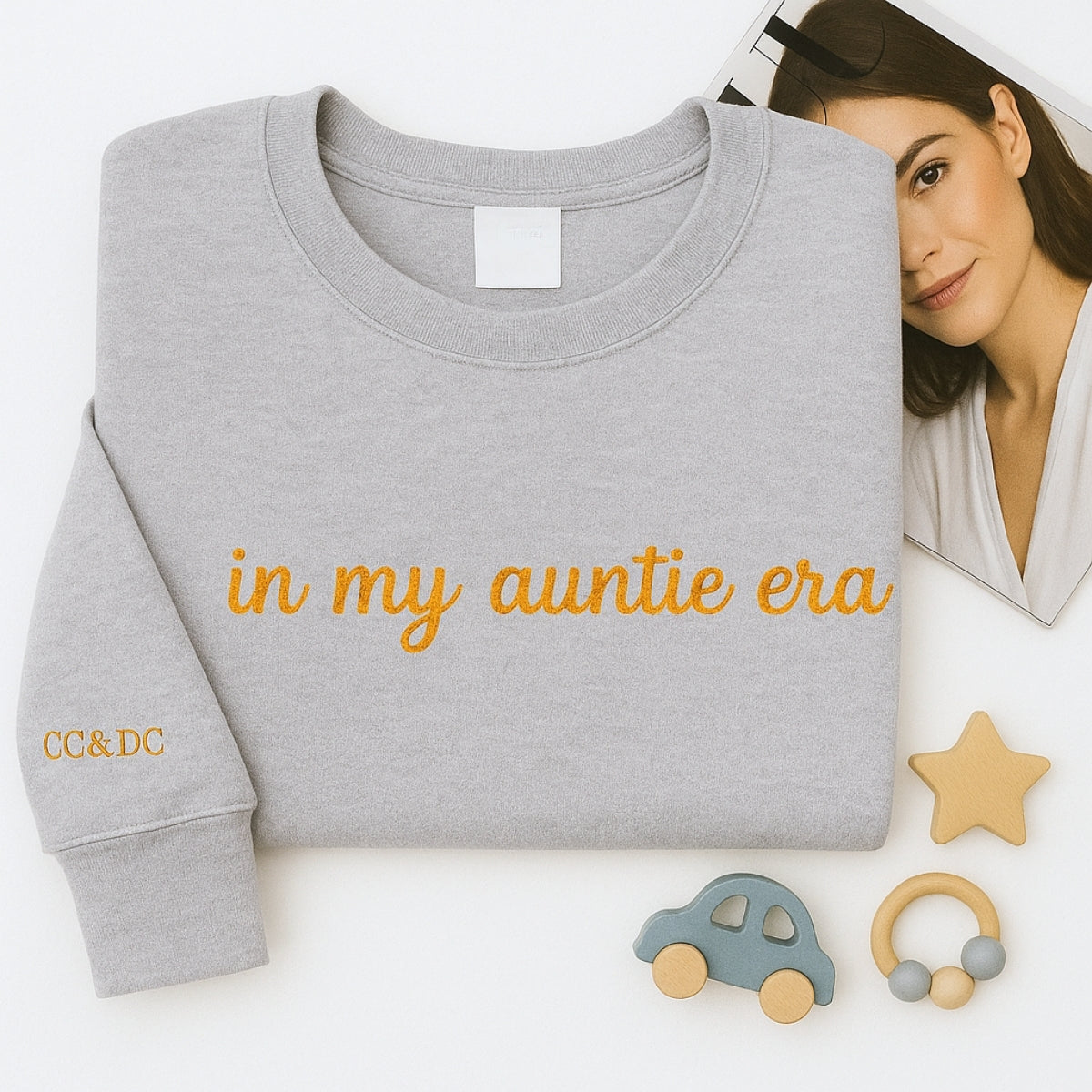 In My Auntie Era Custom Embroidered Hoodie - Personalized Initials Sweatshirt - Aunt Gift
