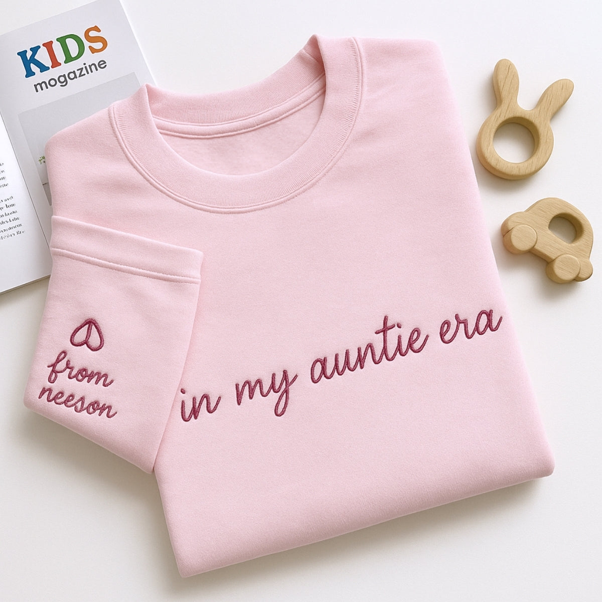 In My Auntie Era Custom Embroidered Sweatshirt - From Child Personalized Hoodie - New Aunt Gift
