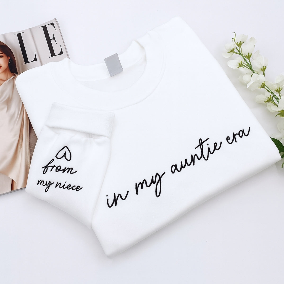 In My Auntie Era Custom Embroidered Sweatshirt - From Child Personalized Hoodie - New Aunt Gift