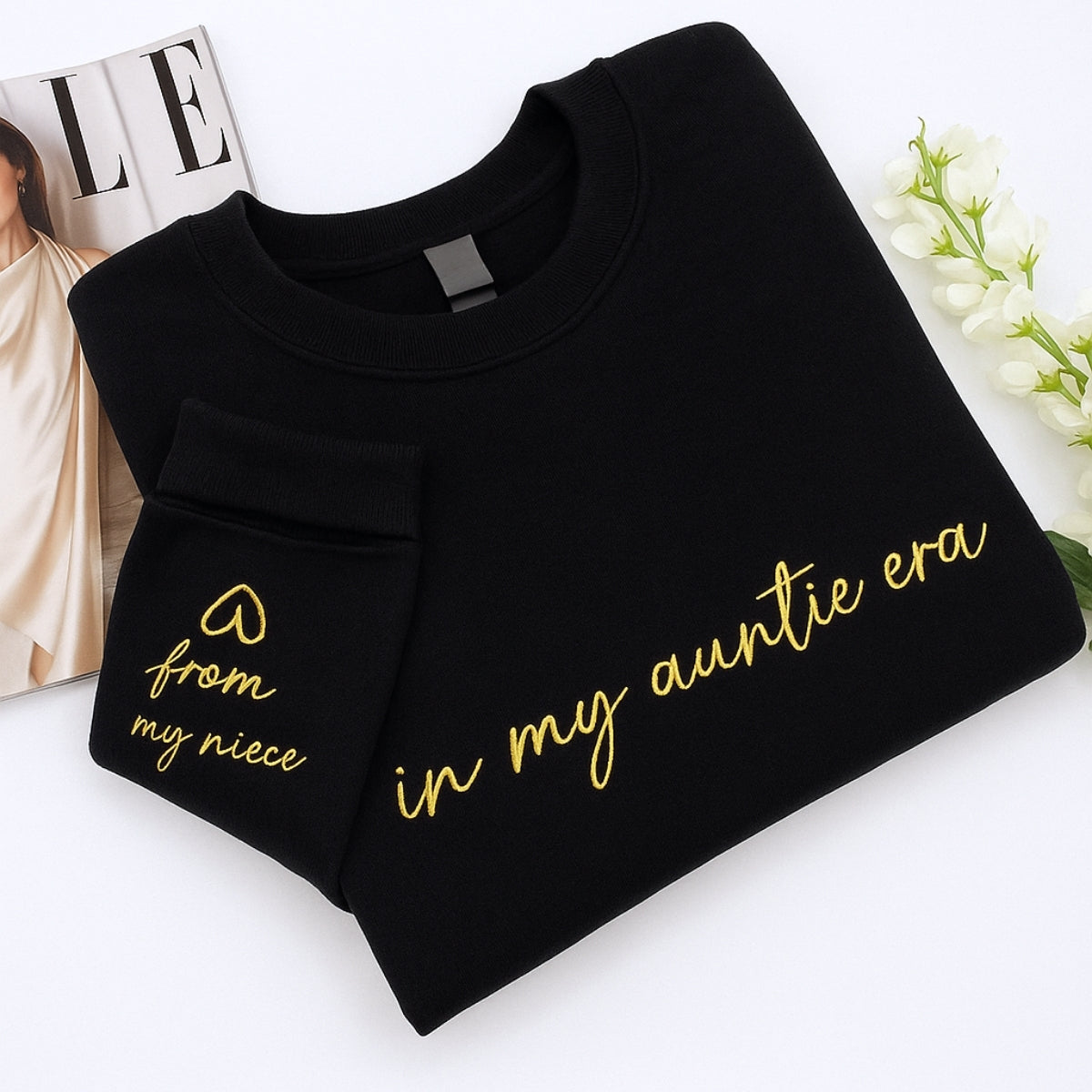 In My Auntie Era Custom Embroidered Sweatshirt - From Child Personalized Hoodie - New Aunt Gift