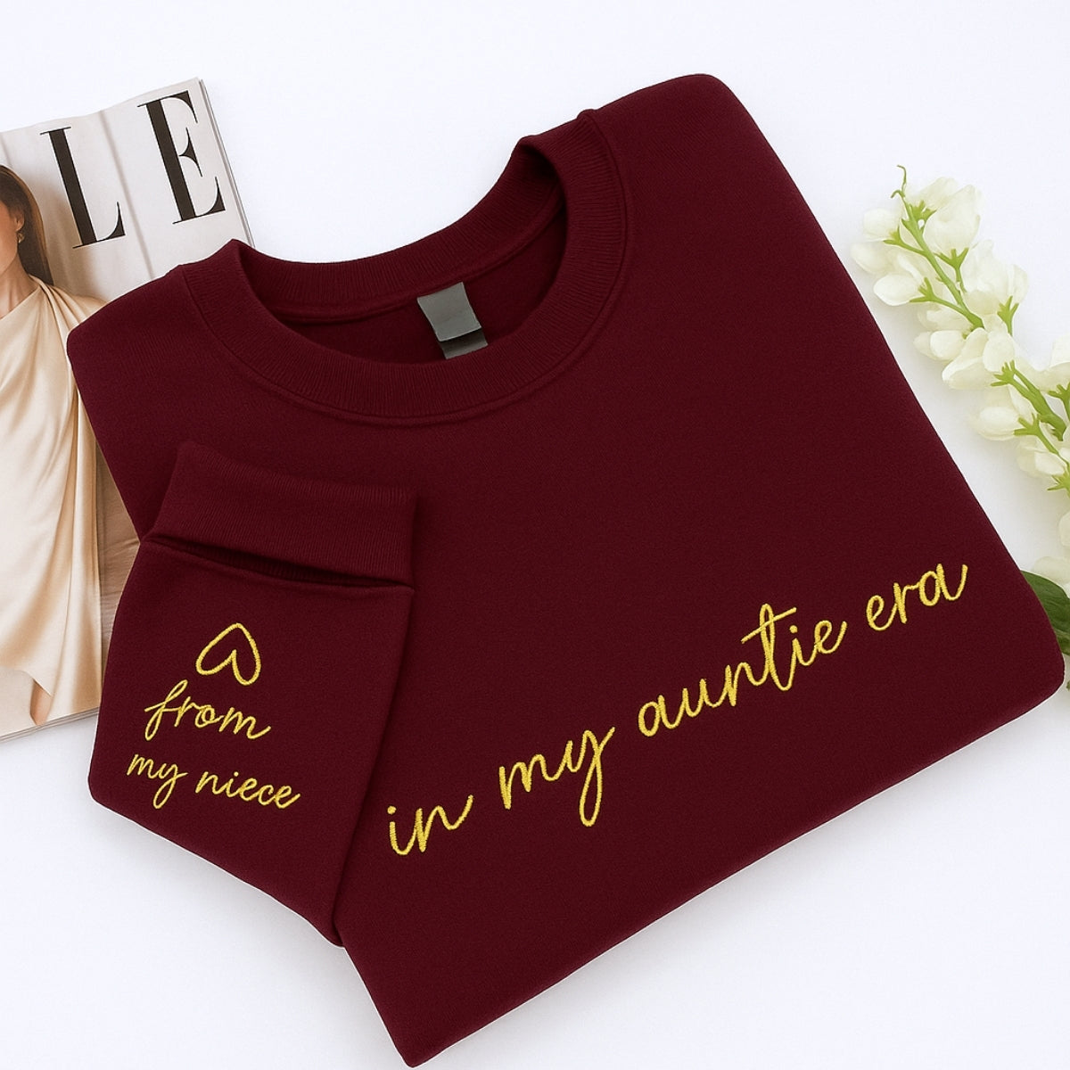In My Auntie Era Custom Embroidered Sweatshirt - From Child Personalized Hoodie - New Aunt Gift