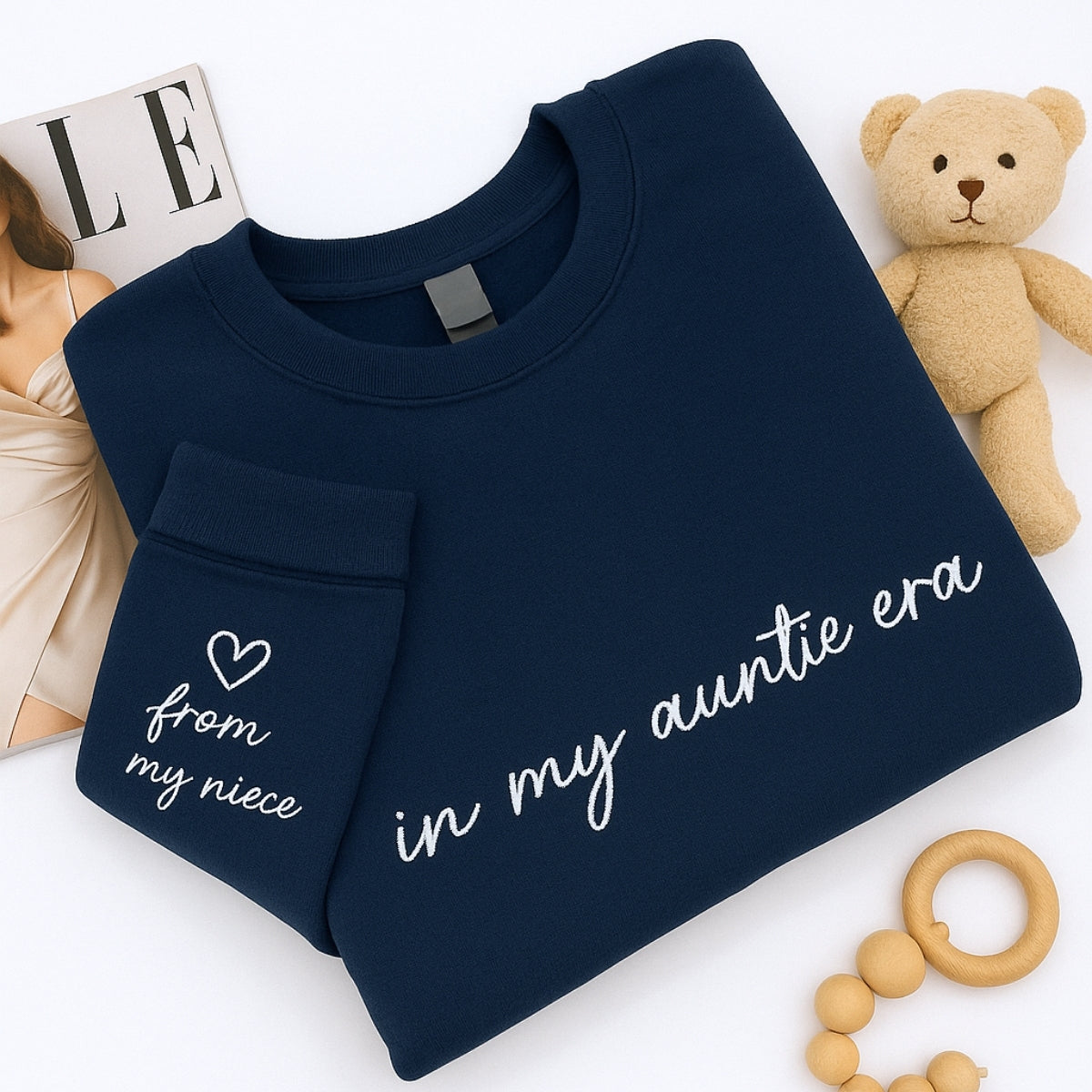 In My Auntie Era Custom Embroidered Sweatshirt - From Child Personalized Hoodie - New Aunt Gift