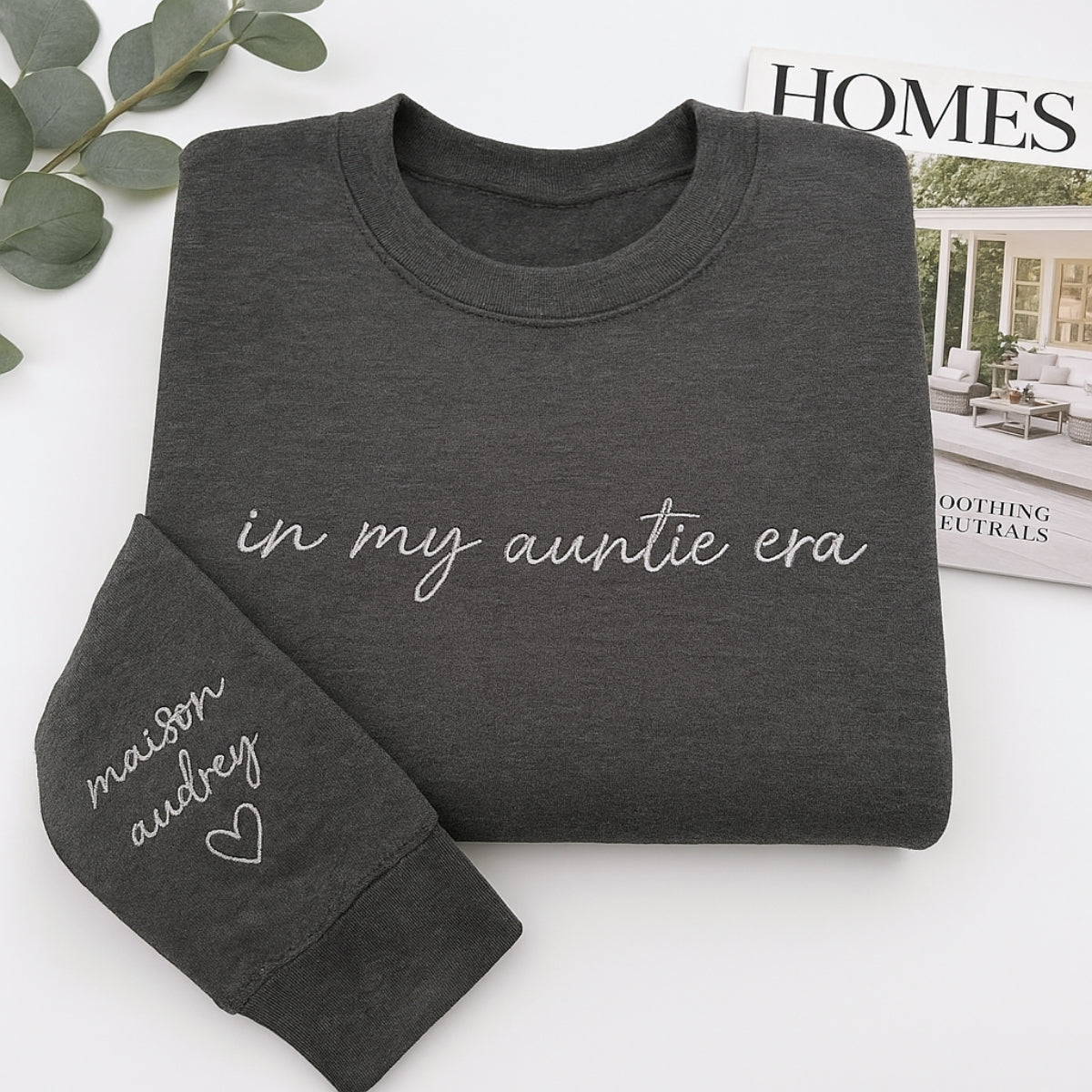 In My Auntie Era Custom Embroidered Hoodie - Personalized Aunt Name Sweatshirt - New Aunt Gift