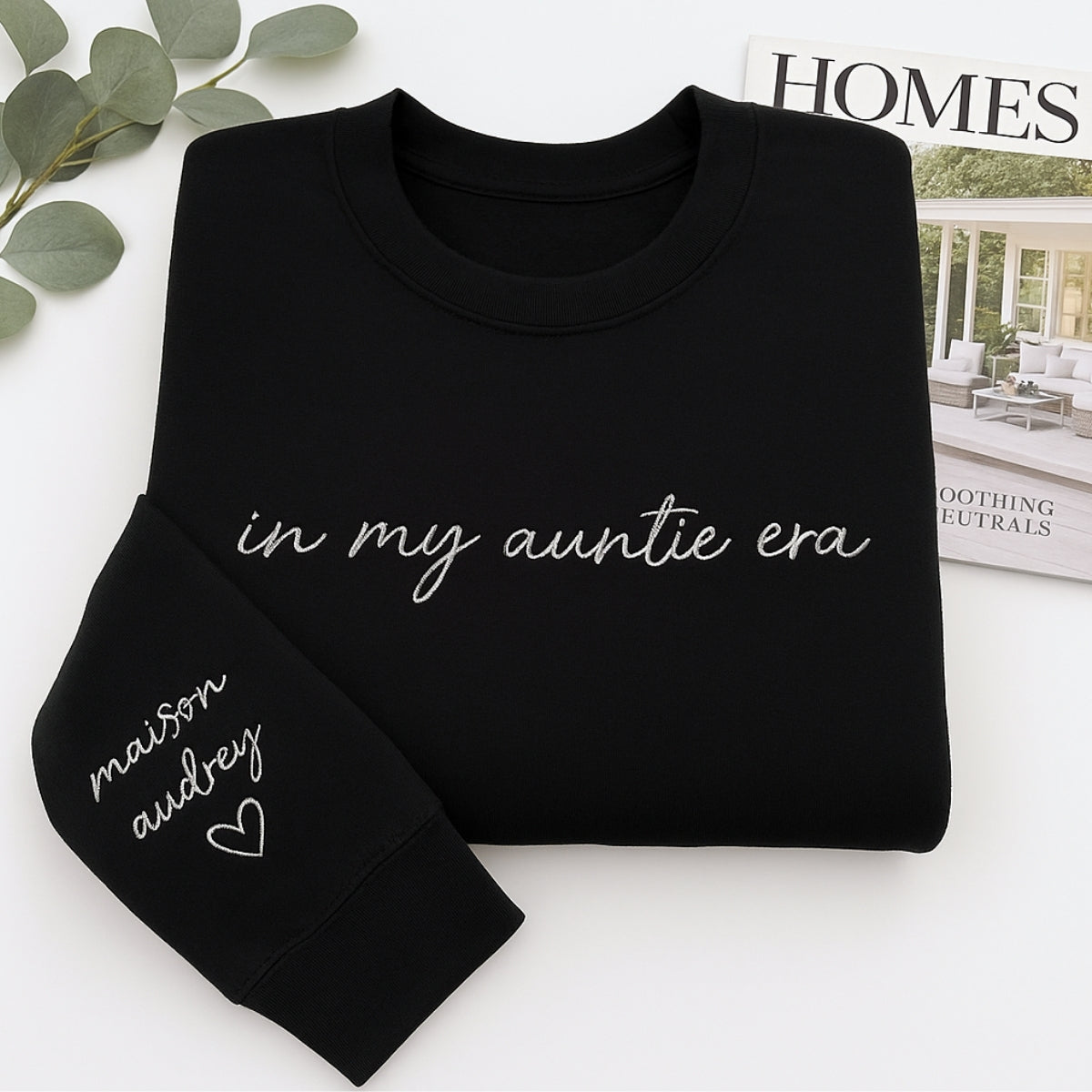 In My Auntie Era Custom Embroidered Hoodie - Personalized Aunt Name Sweatshirt - New Aunt Gift