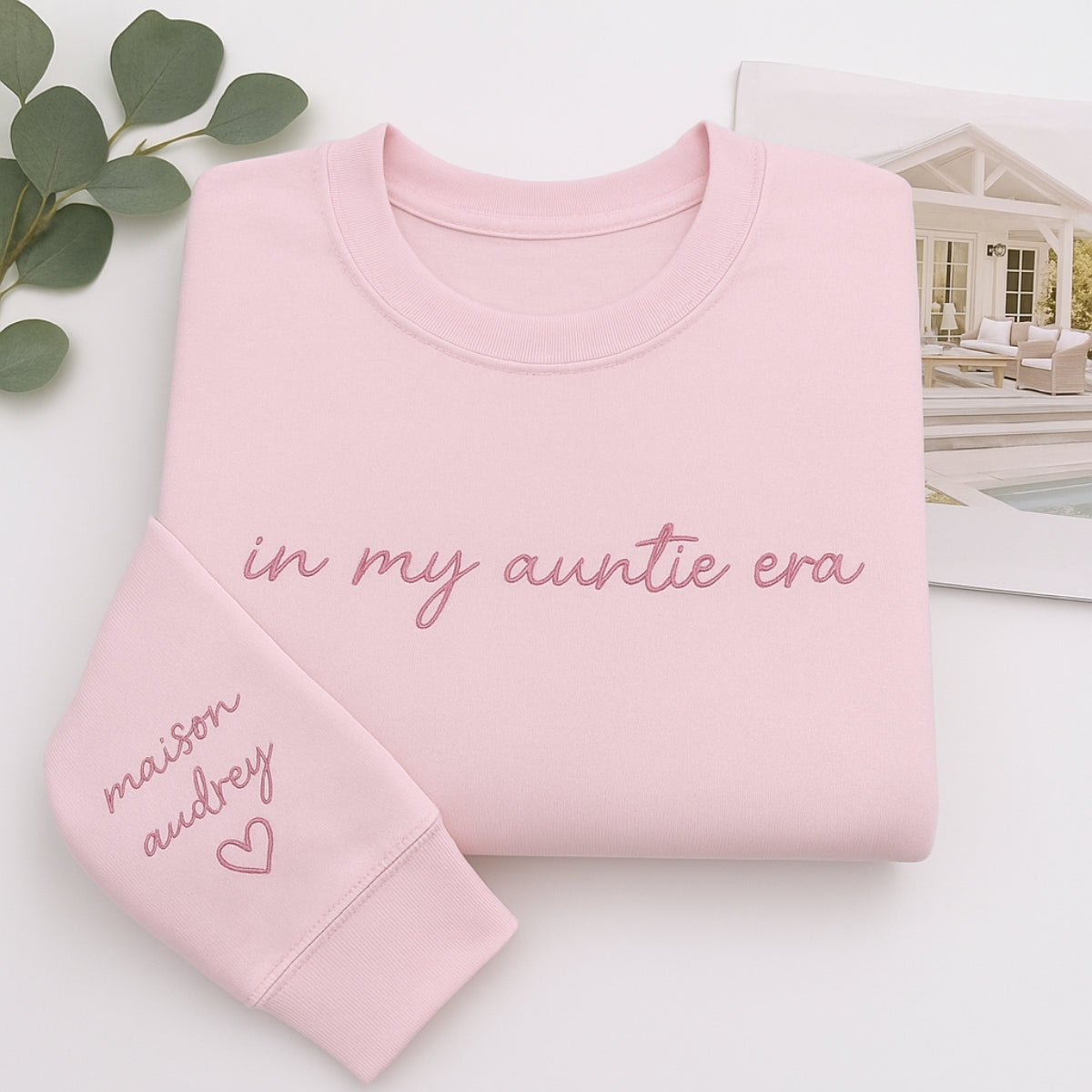 In My Auntie Era Custom Embroidered Hoodie - Personalized Aunt Name Sweatshirt - New Aunt Gift