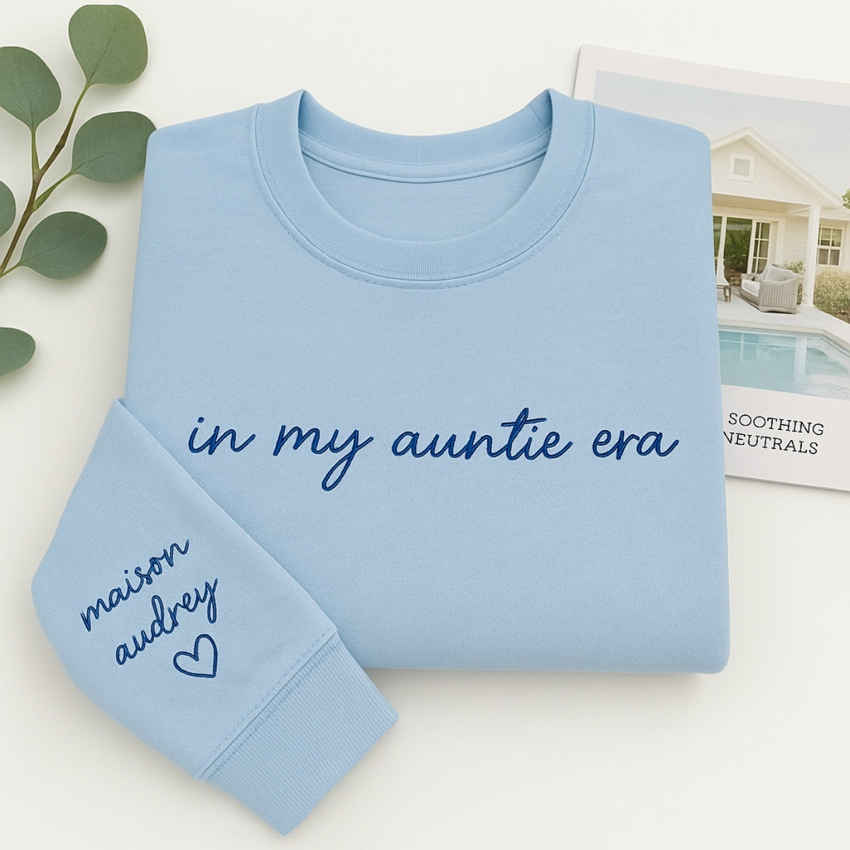 In My Auntie Era Custom Embroidered Hoodie - Personalized Aunt Name Sweatshirt - New Aunt Gift