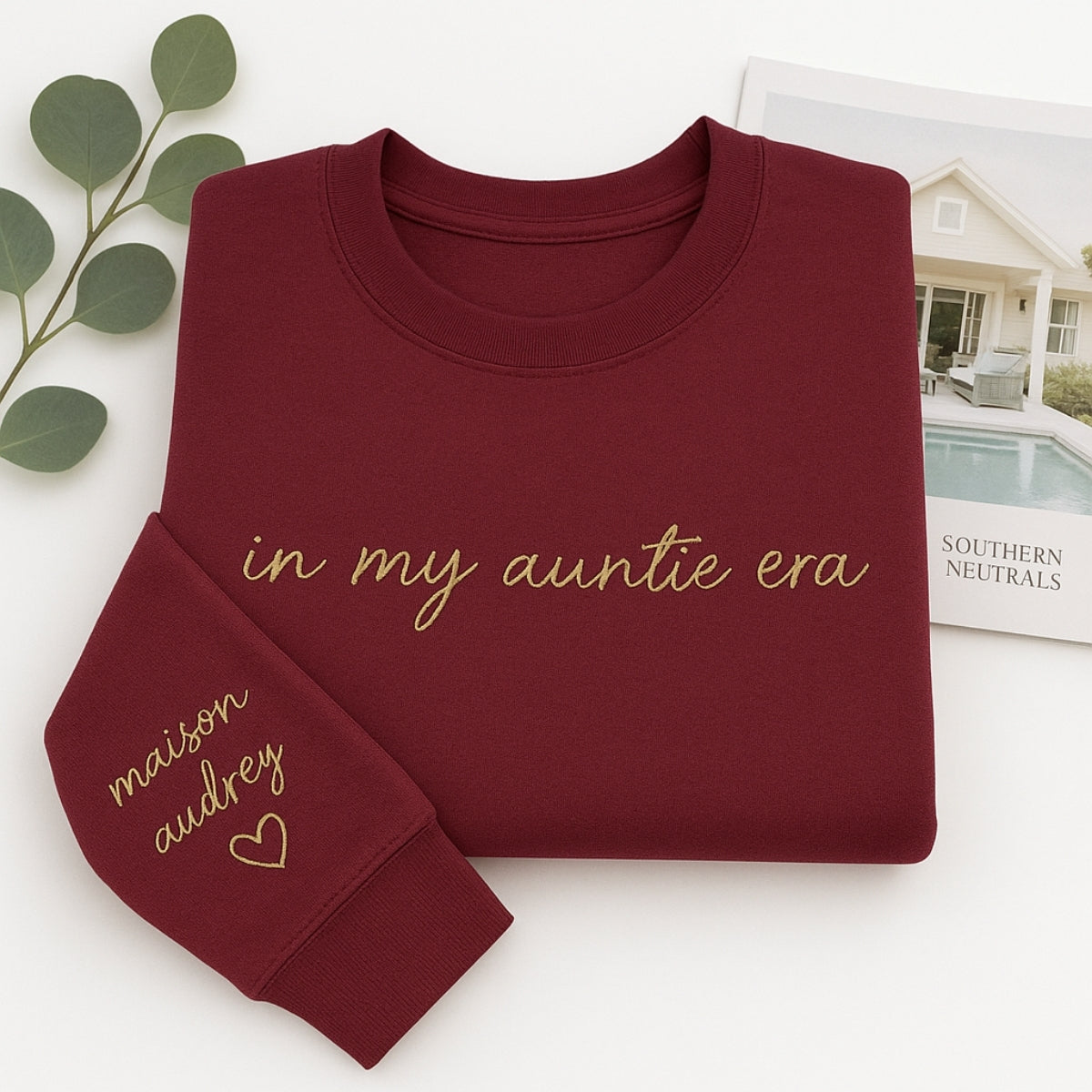 In My Auntie Era Custom Embroidered Hoodie - Personalized Aunt Name Sweatshirt - New Aunt Gift
