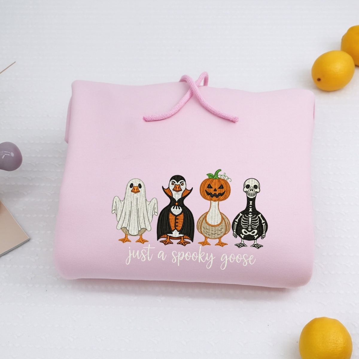 Just A Spooky Goose Custom Sweaters - Halloween Geese Embroidered Apparel - Perfect Cute Halloween Gift