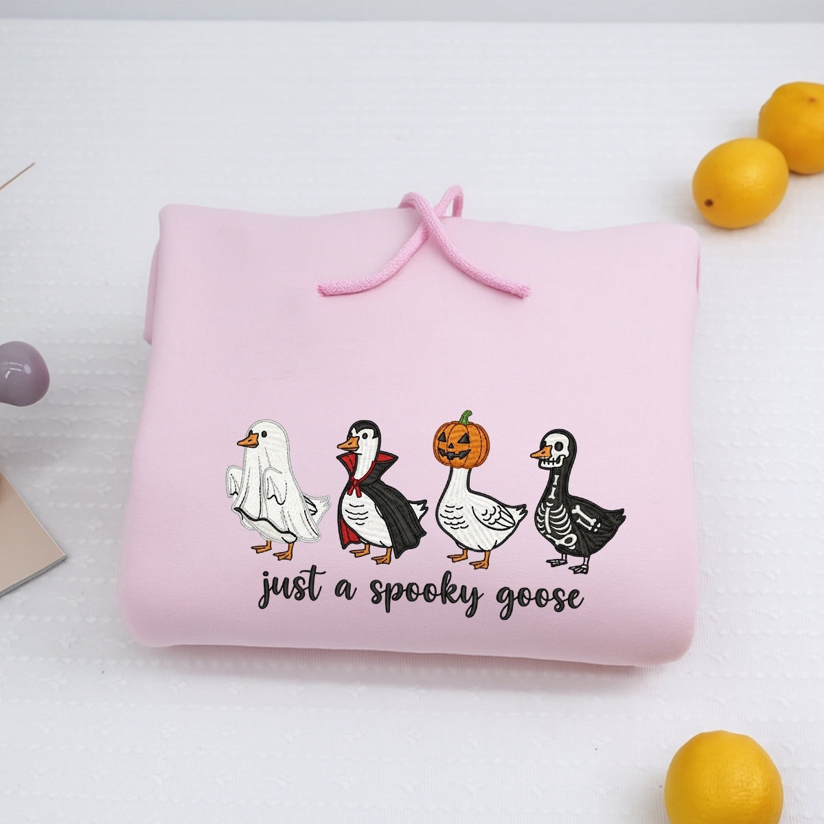 Just A Spooky Goose Halloween Hoodies - Funny Costume Geese Embroidered Sweaters - Perfect Halloween Gift