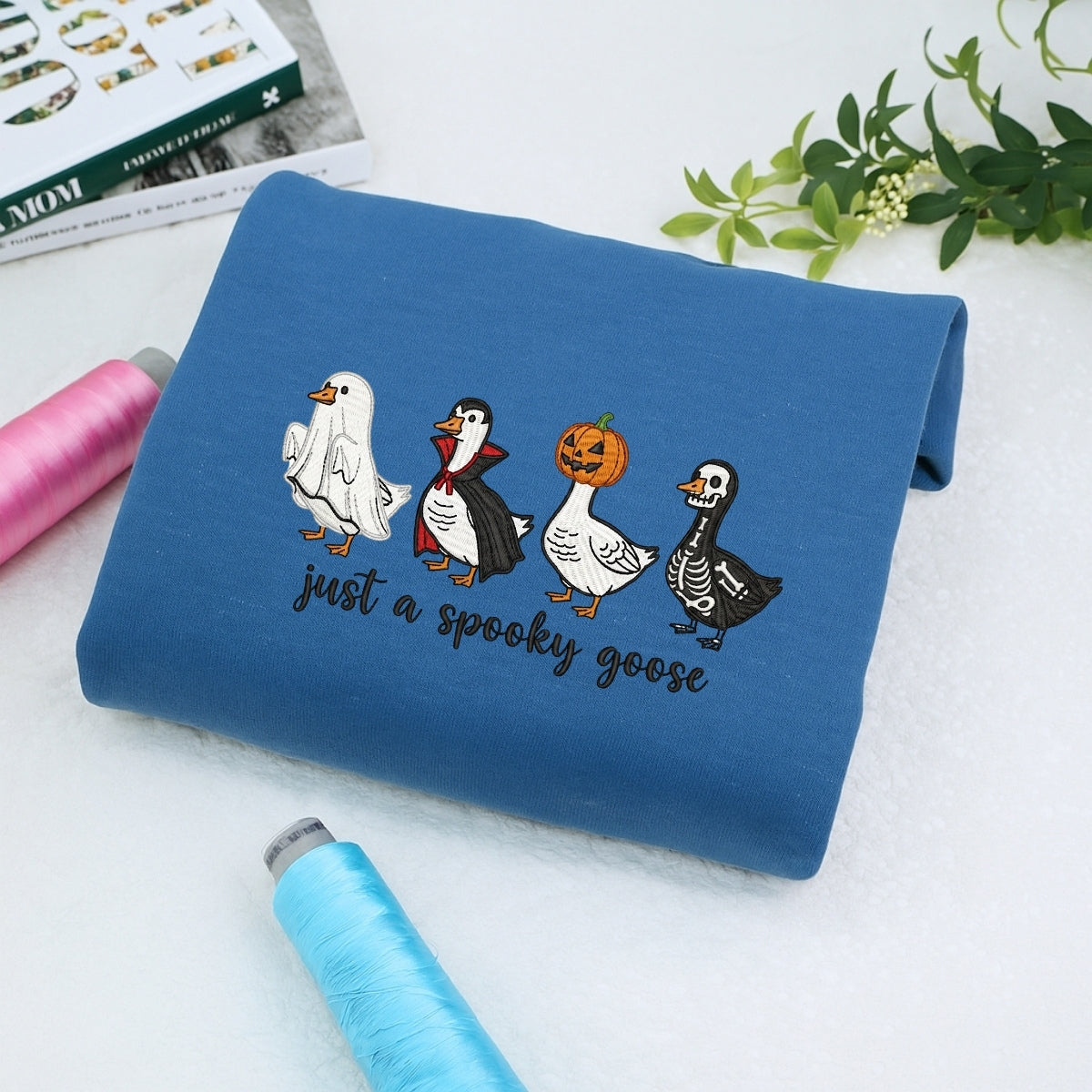 Just A Spooky Goose Halloween Hoodies - Funny Costume Geese Embroidered Sweaters - Perfect Halloween Gift