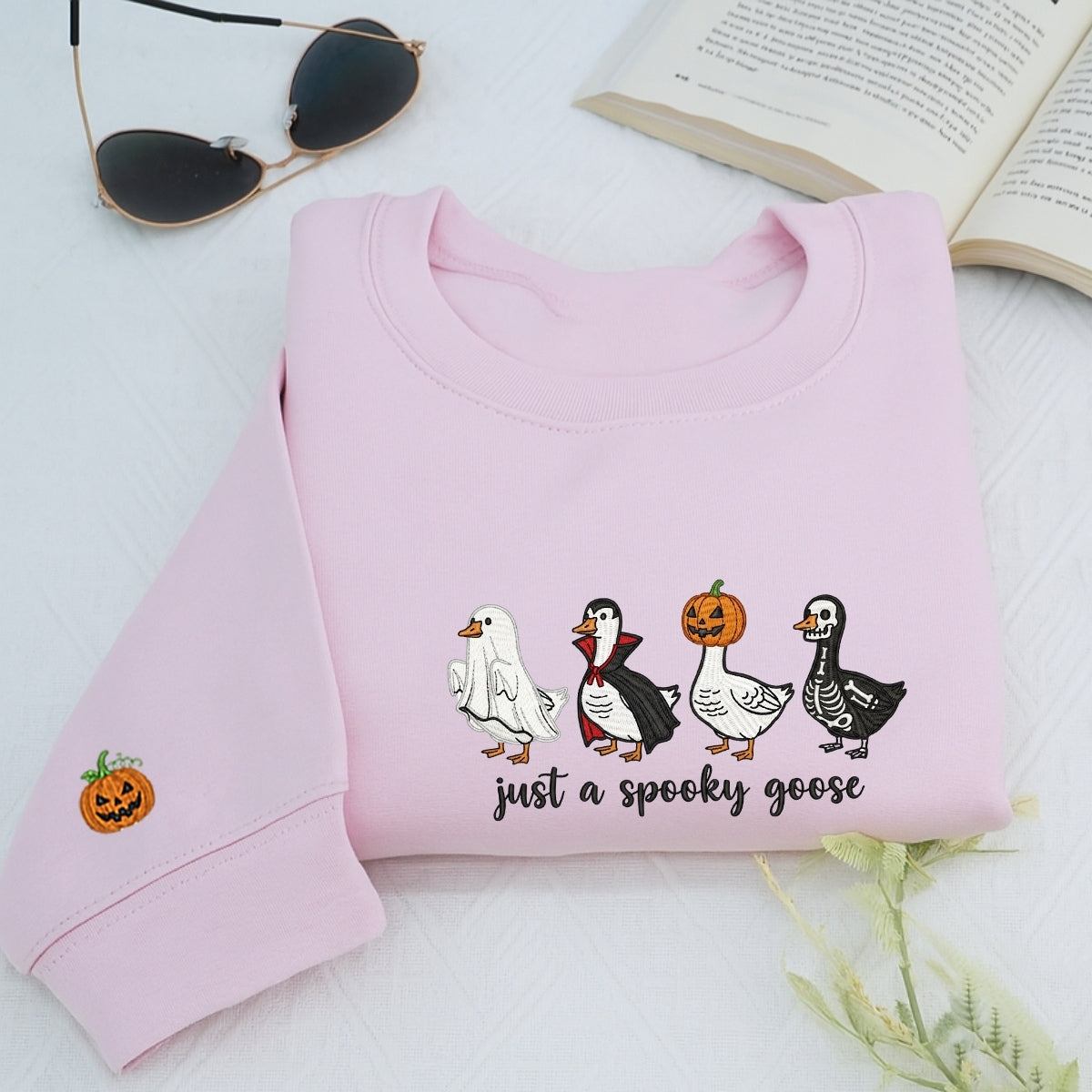 Just A Spooky Goose Halloween Hoodies - Funny Costume Geese Embroidered Sweaters - Perfect Halloween Gift