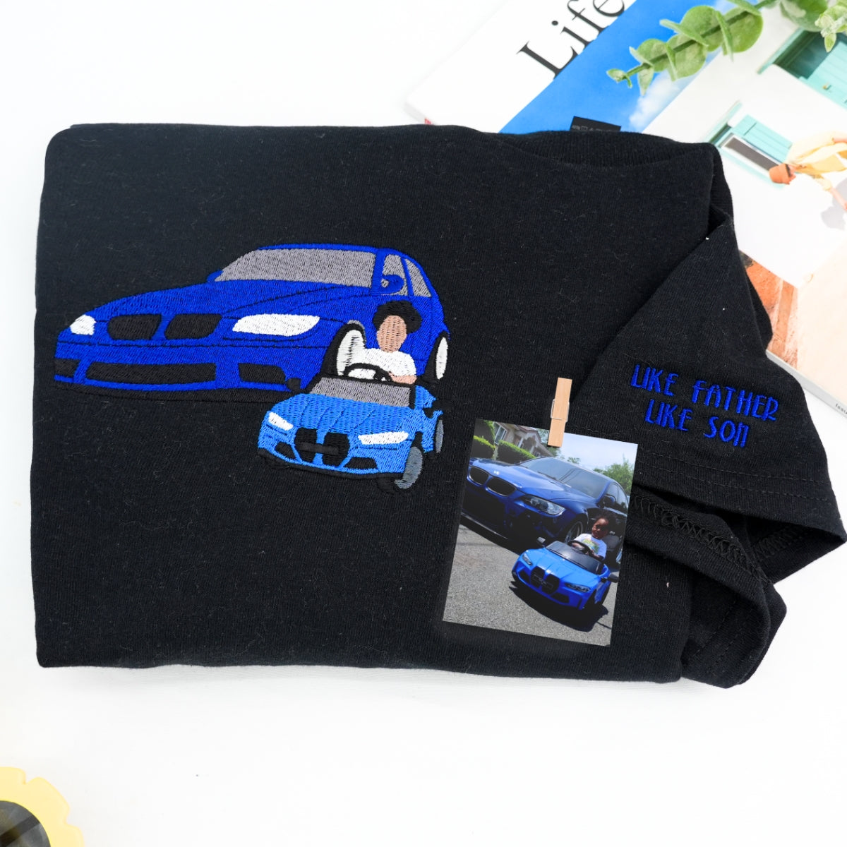 Like Father Like Son Custom Embroidered Hoodie - Car Sweatshirt - Personalized Father's Day Gift