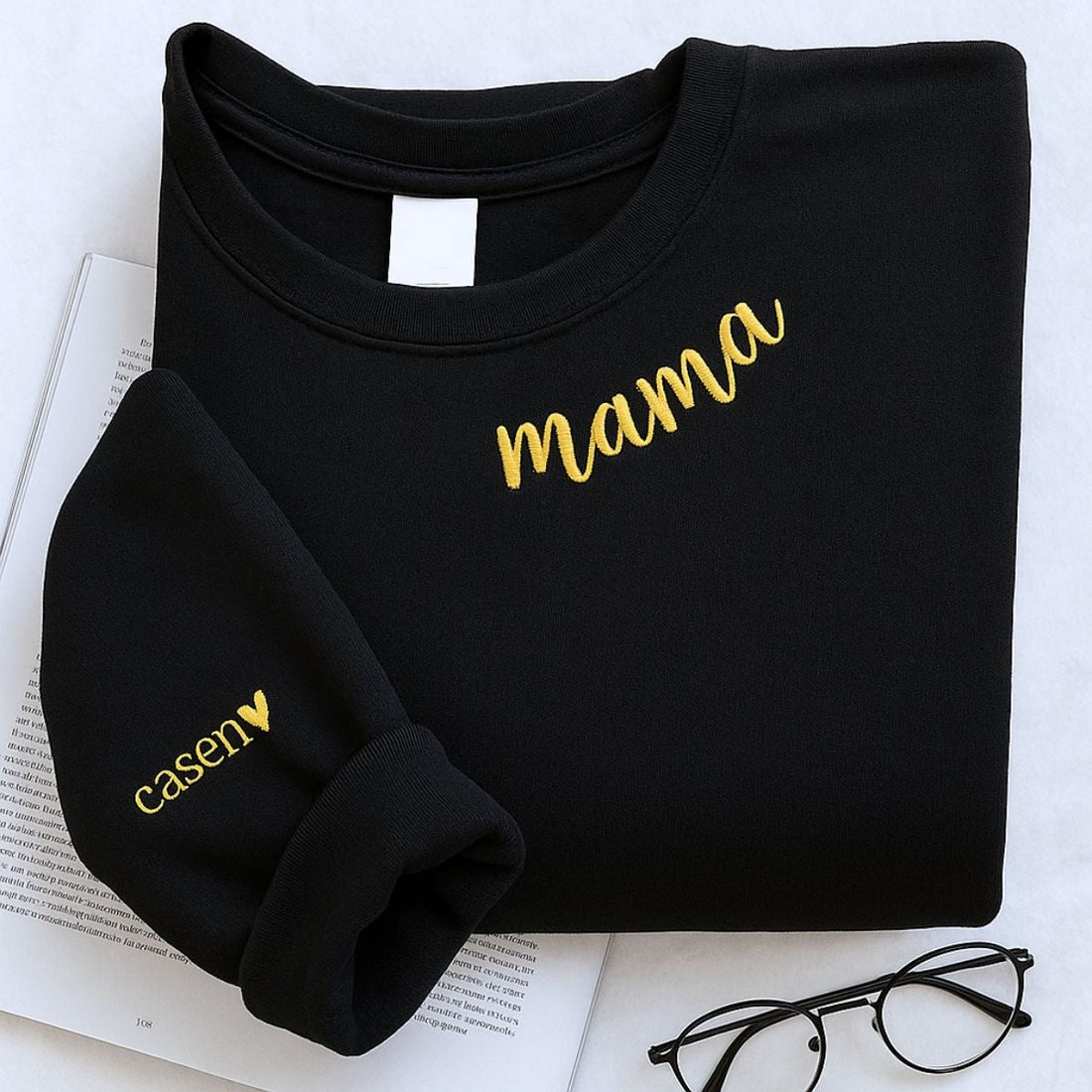 Mama Custom Embroidered Crew Neck Sweatshirt - Personalized Mom Hoodie with Name - Mother's Day Gift
