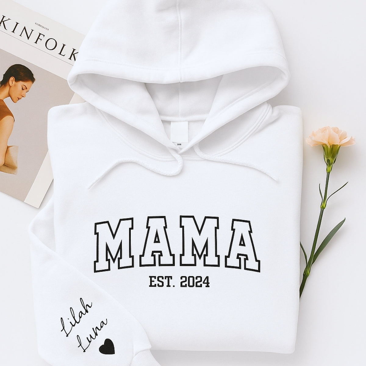 Mama Varsity Custom Embroidered Hoodie - Personalized New Mom Sweatshirt - Mother's Day Gift