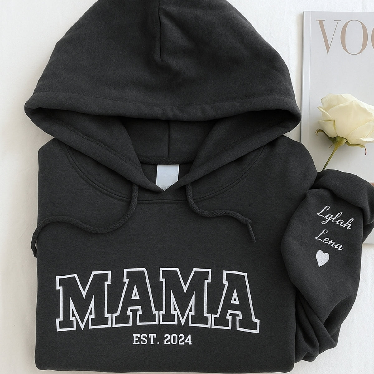 Mama Varsity Custom Embroidered Hoodie - Personalized New Mom Sweatshirt - Mother's Day Gift
