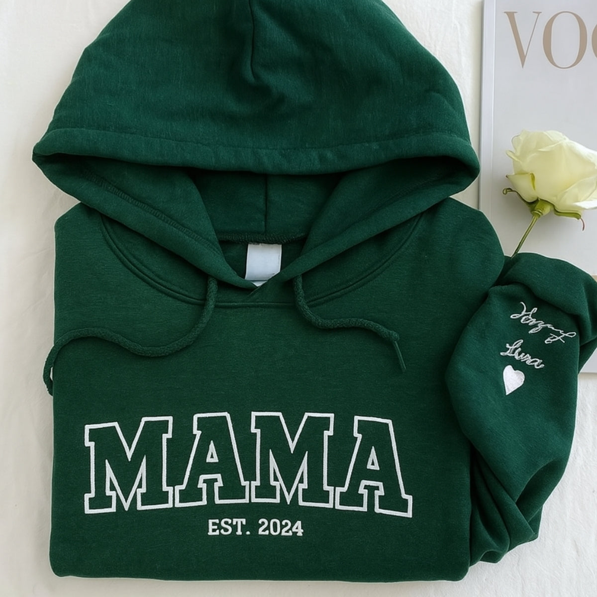 Mama Varsity Custom Embroidered Hoodie - Personalized New Mom Sweatshirt - Mother's Day Gift