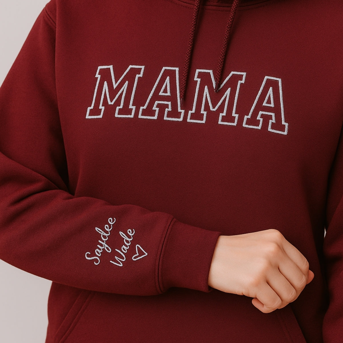 Mama Varsity Custom Embroidered Hoodie - Personalized New Mom Sweatshirt - Mother's Day Gift