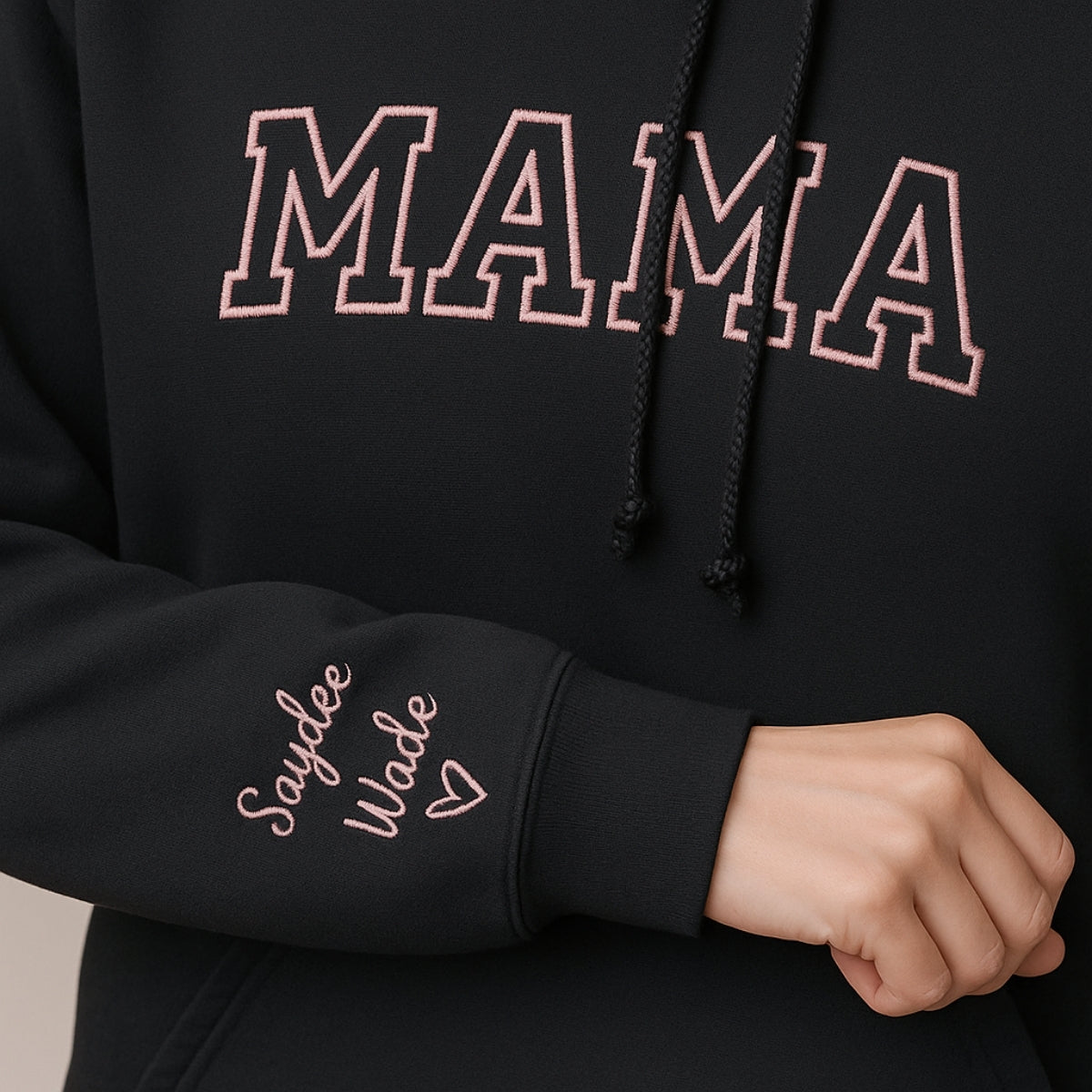 Mama Varsity Custom Embroidered Hoodie - Personalized New Mom Sweatshirt - Mother's Day Gift