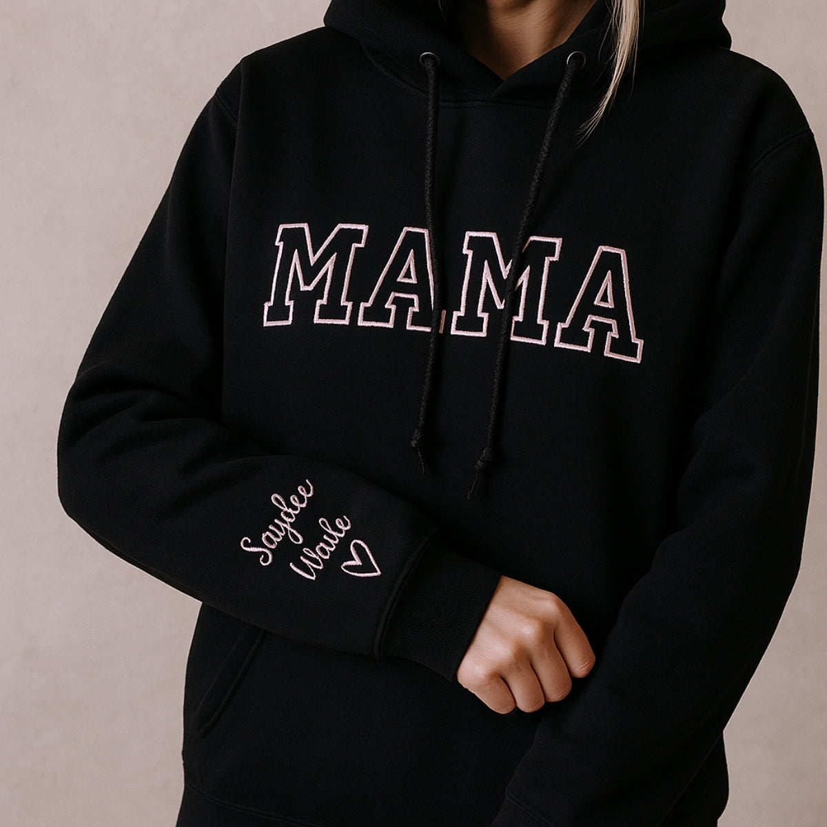 Mama Varsity Custom Embroidered Hoodie - Personalized New Mom Sweatshirt - Mother's Day Gift