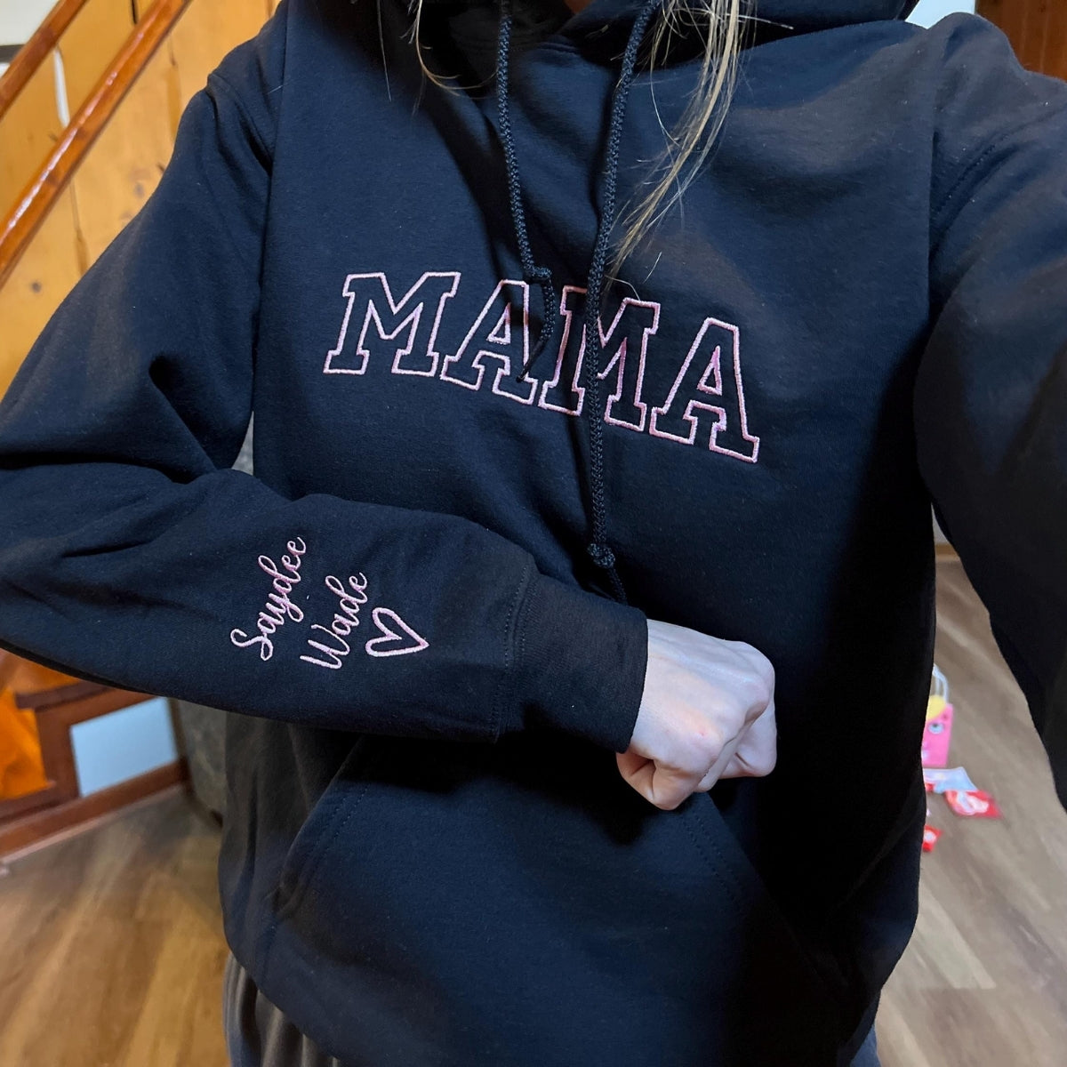 Mama Varsity Custom Embroidered Hoodie - Personalized New Mom Sweatshirt - Mother's Day Gift