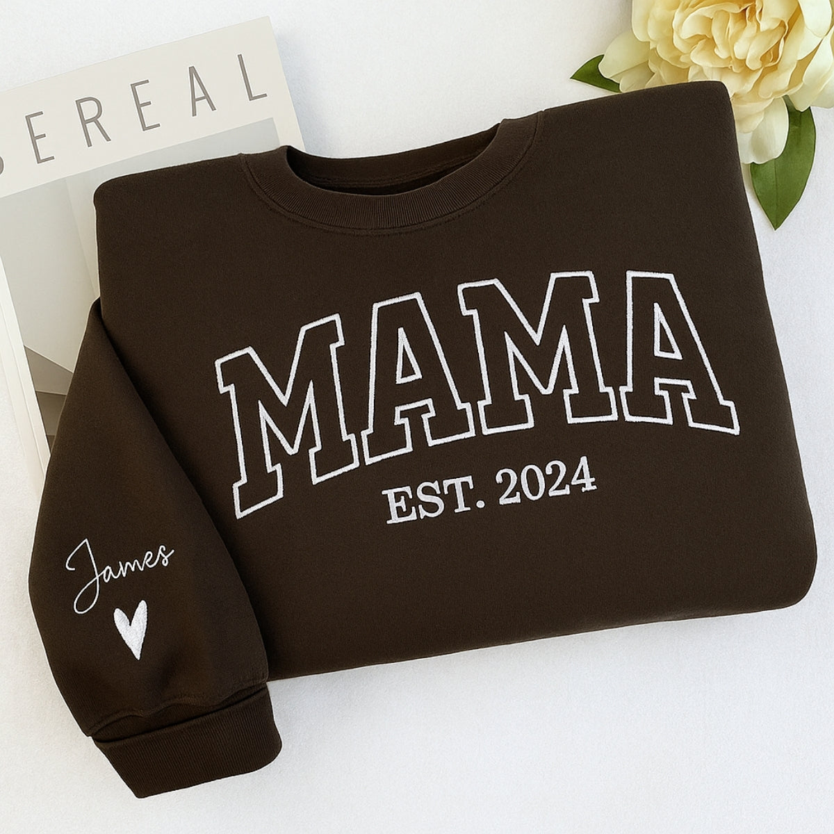 Mama Varsity Style Custom Embroidered Hoodie - Personalized Mom Sweatshirt - Mother's Day Gift