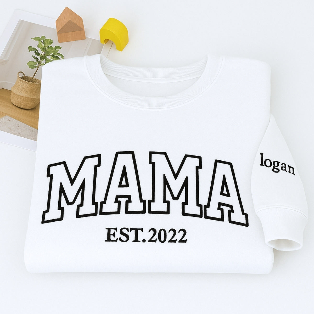 Mama Varsity Style Custom Embroidered Hoodie - Personalized Mom Sweatshirt - Mother's Day Gift