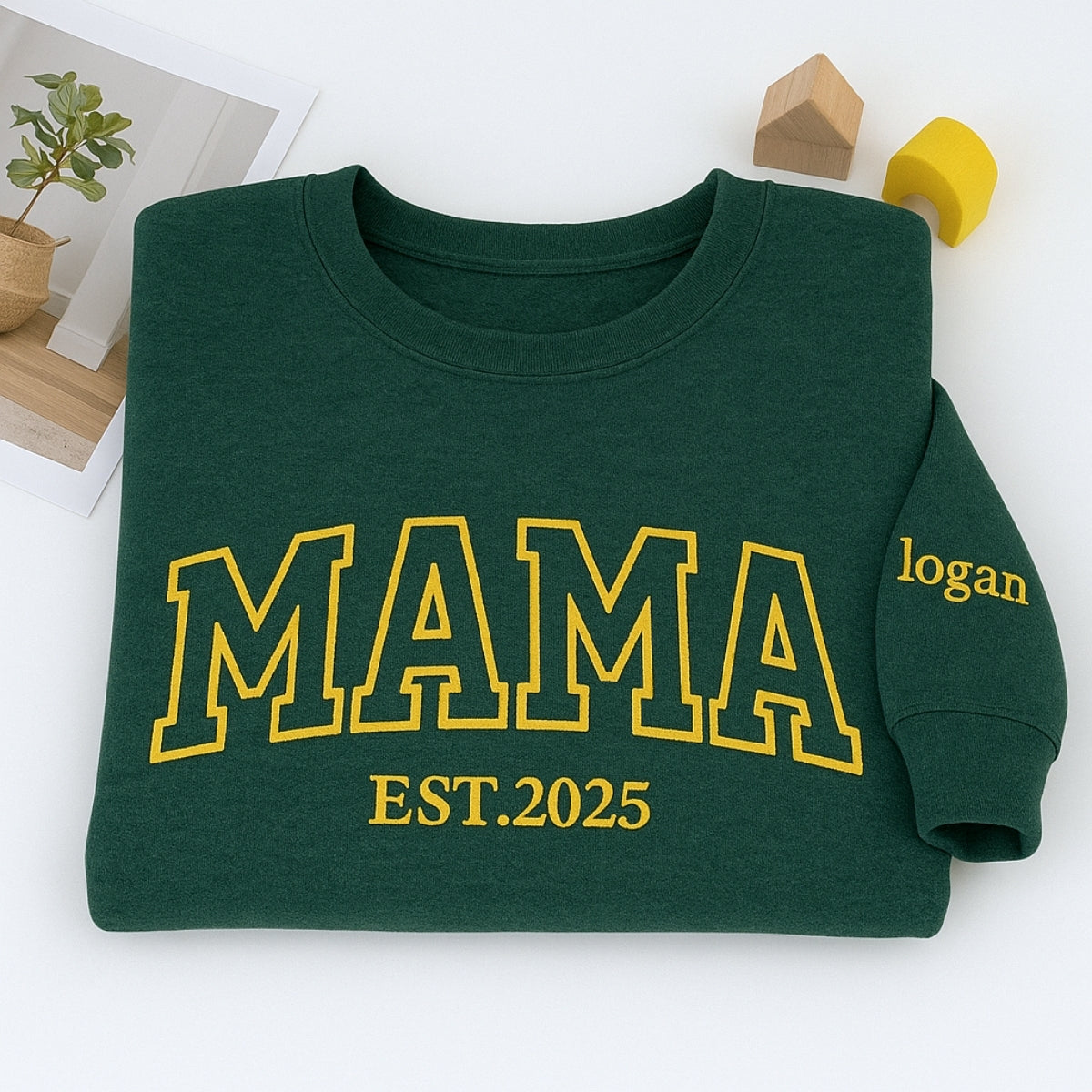Mama Varsity Style Custom Embroidered Hoodie - Personalized Mom Sweatshirt - Mother's Day Gift