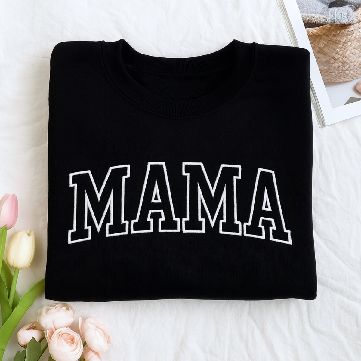 Mama Varsity Style Custom Embroidered Hoodie - Personalized Mom Sweatshirt - Mother's Day Gift