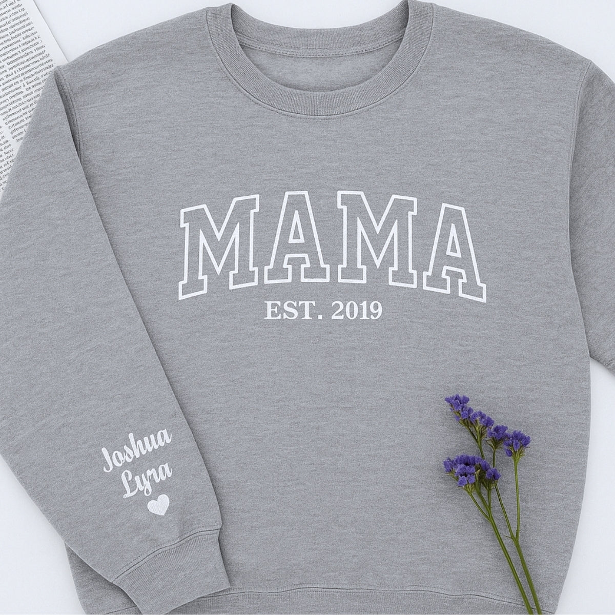 Mama Varsity Style Custom Embroidered Hoodie - Personalized Mom Sweatshirt - Mother's Day Gift