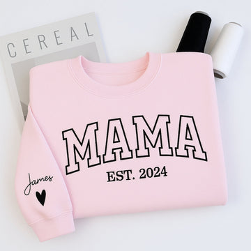 Mama Varsity Name Custom Embroidered Hoodie - Personalized Mom Sweatshirt - Mother's Day Gift