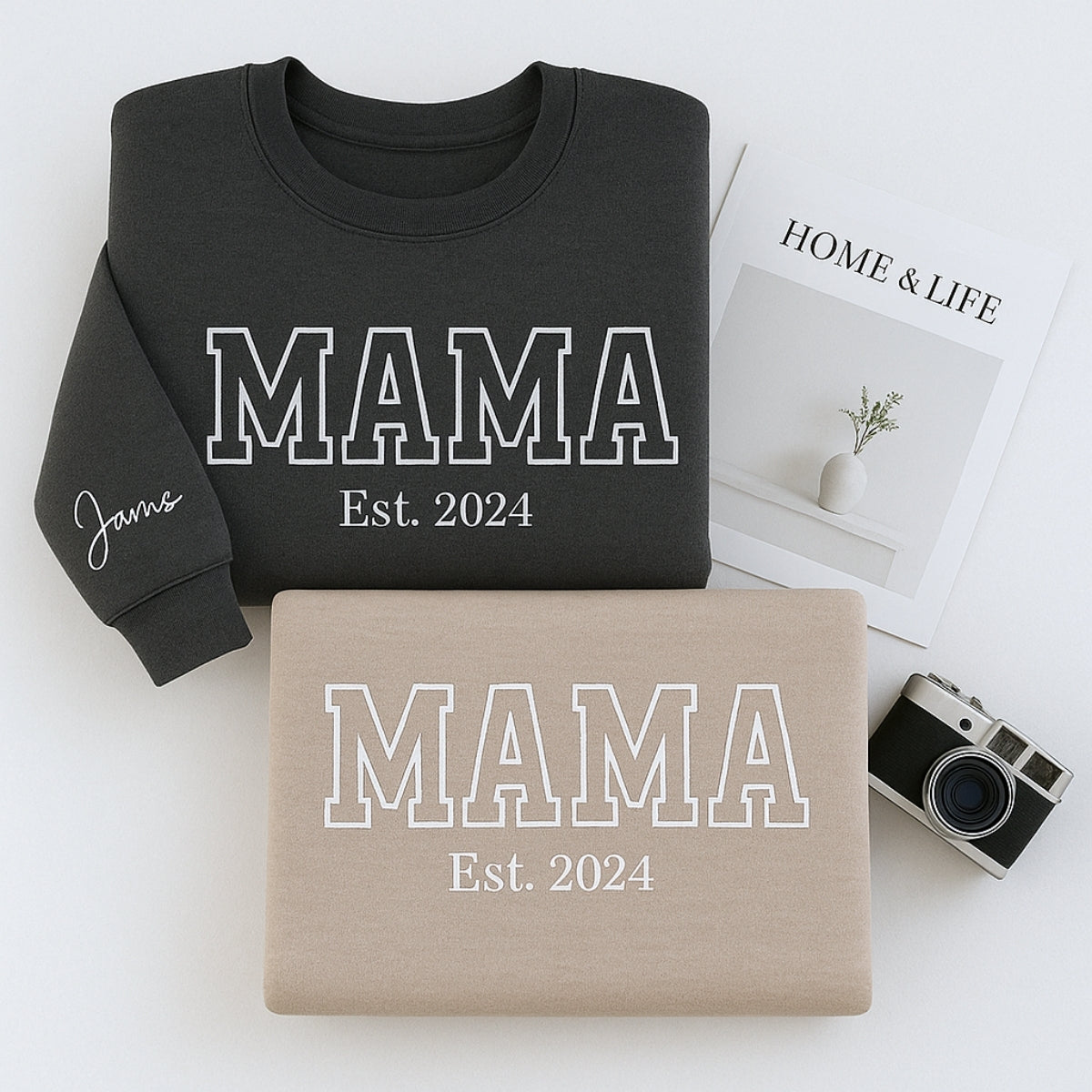 Mama Varsity Name Custom Embroidered Hoodie - Personalized Mom Sweatshirt - Mother's Day Gift