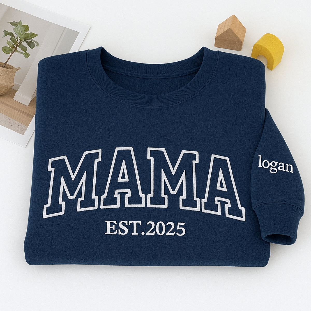 Mama Varsity Name Custom Embroidered Hoodie - Personalized Mom Sweatshirt - Mother's Day Gift