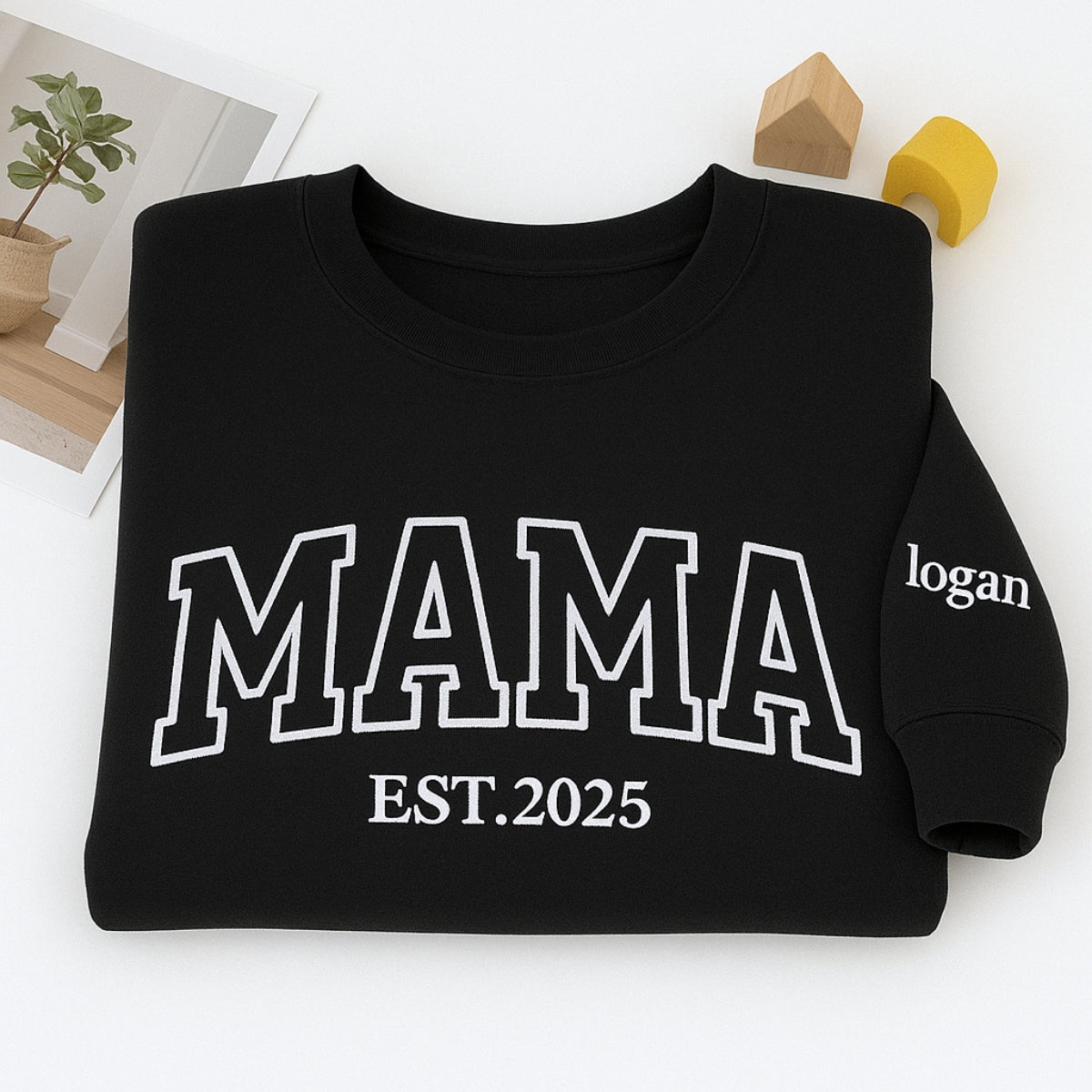 Mama Varsity Name Custom Embroidered Hoodie - Personalized Mom Sweatshirt - Mother's Day Gift
