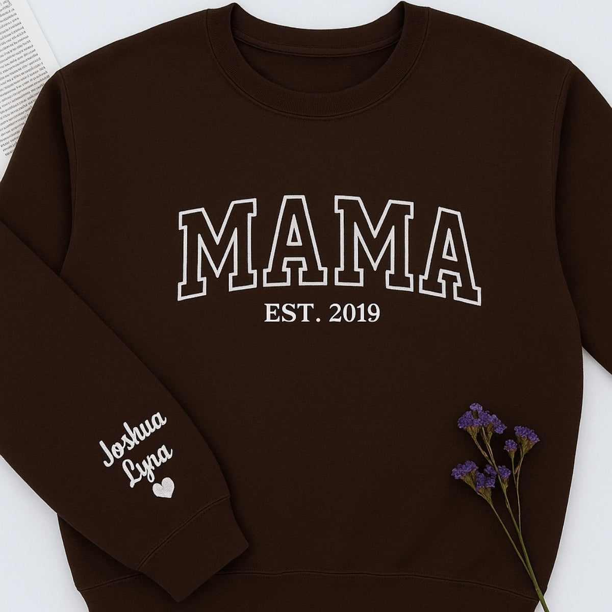 Mama Varsity Name Custom Embroidered Hoodie - Personalized Mom Sweatshirt - Mother's Day Gift