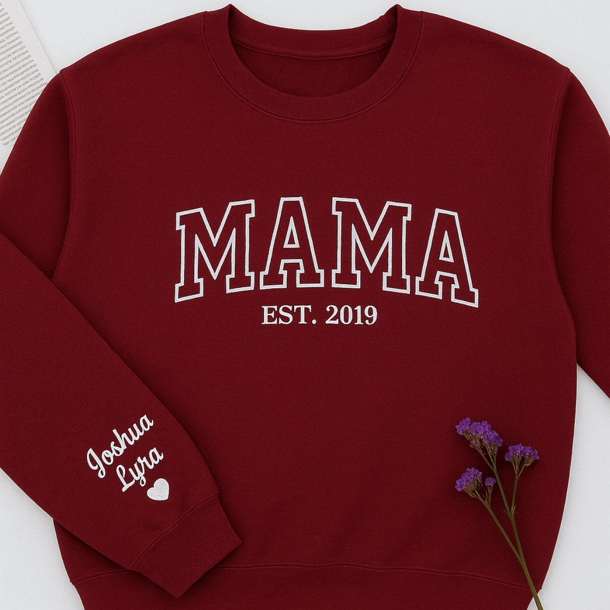 Mama Varsity Name Custom Embroidered Hoodie - Personalized Mom Sweatshirt - Mother's Day Gift