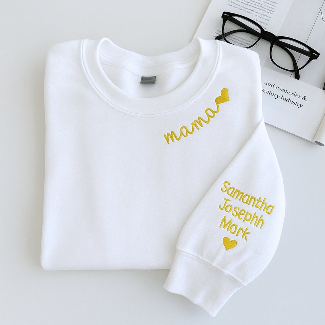 Mama Kids Names Custom Embroidered Hoodie - Personalized Mom Sweatshirt - Mother's Day Gift