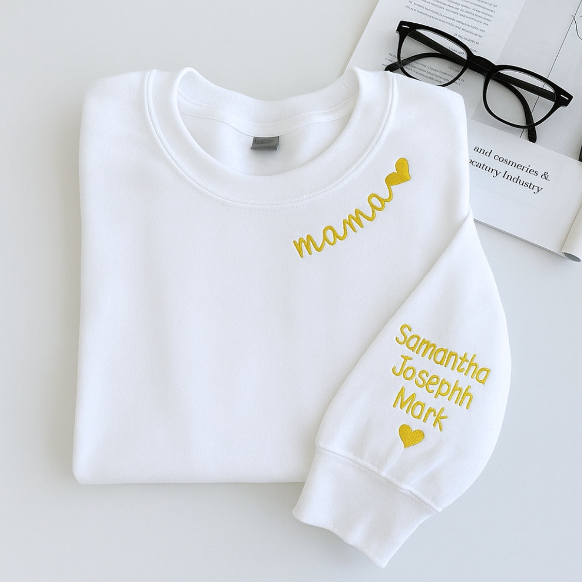 Mama Kids Names Custom Embroidered Hoodie - Personalized Mom Sweatshirt - Mother's Day Gift