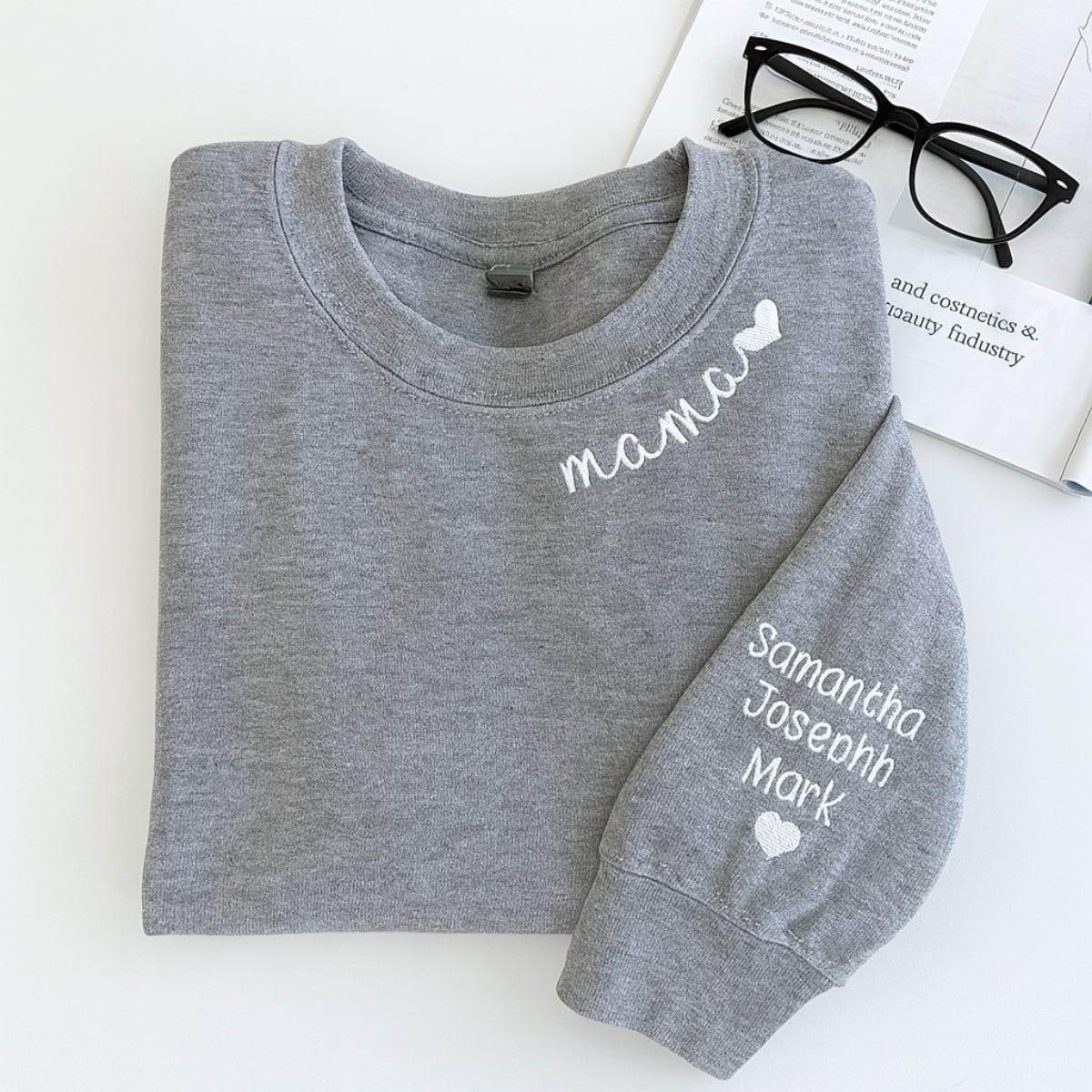 Mama Kids Names Custom Embroidered Hoodie - Personalized Mom Sweatshirt - Mother's Day Gift