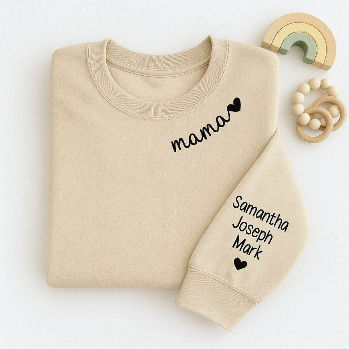 Mama Kids Names Custom Embroidered Hoodie - Personalized Mom Sweatshirt - Mother's Day Gift